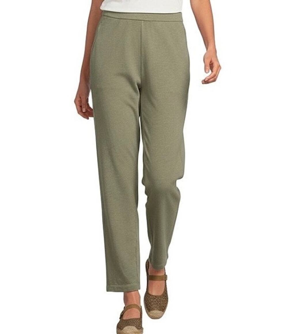 Eileen Fisher Traceable Organic Cotton Jersey Olive Green Slouchy Pant Size M